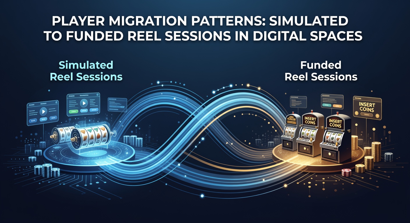 Visualization of player pathways moving from free demo reel sessions to real-money funded play in digital casino environments