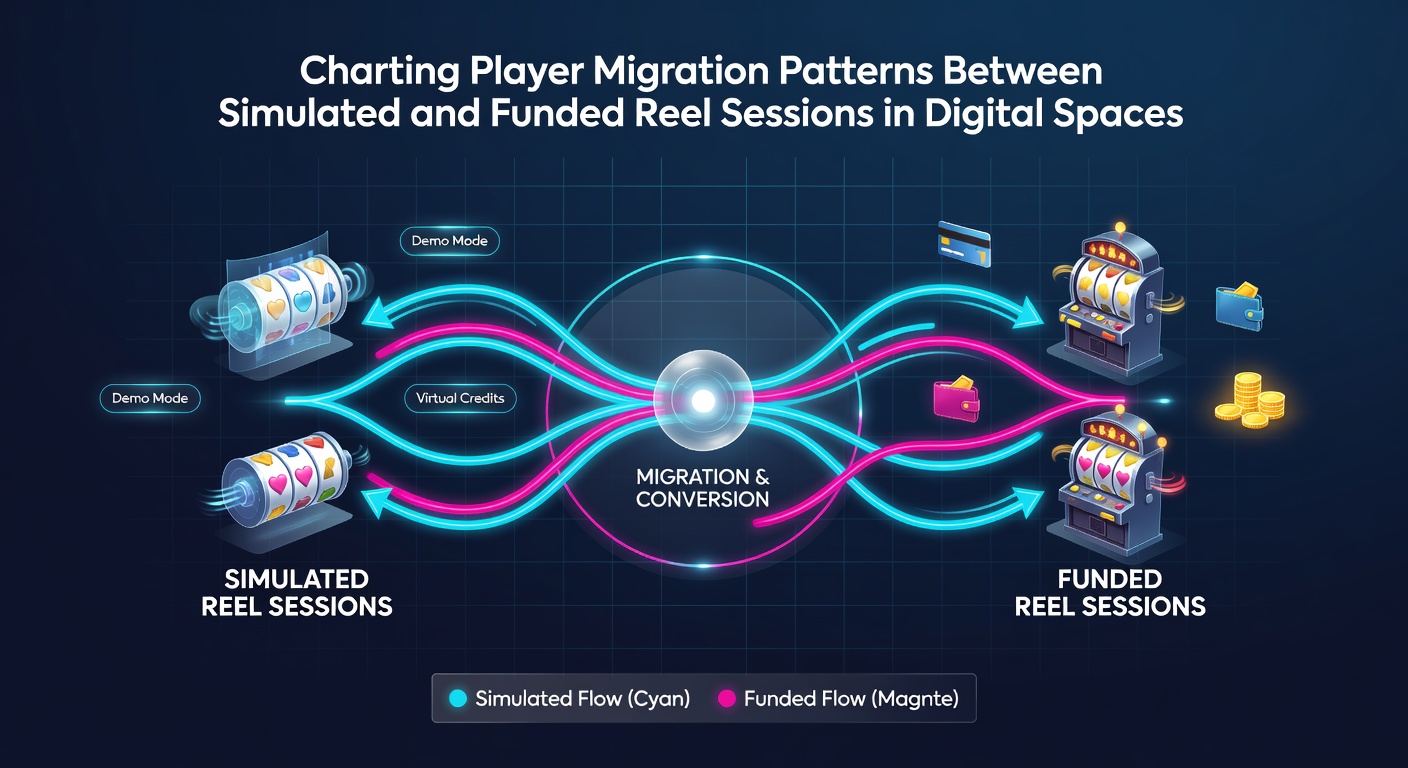 Infographic illustrating statistical flows and conversion rates between simulated practice rounds and funded reel gaming sessions