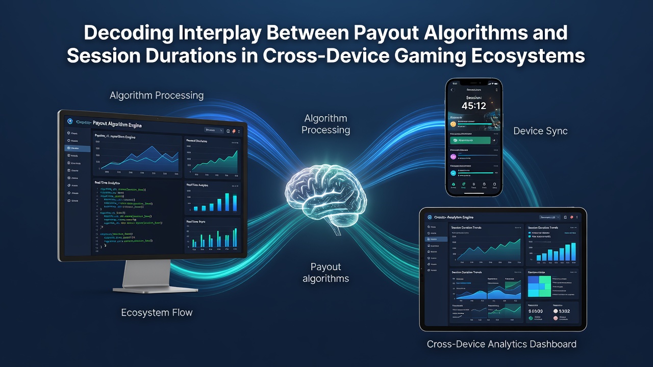 Data visualization of session duration trends and payout algorithm outputs across mobile tablet and desktop devices