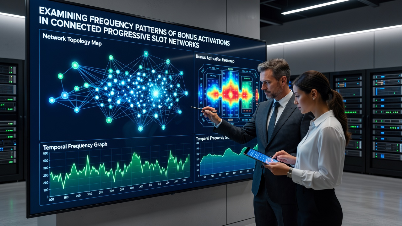 Data visualization of bonus activation frequency charts from progressive slot networks over multiple months