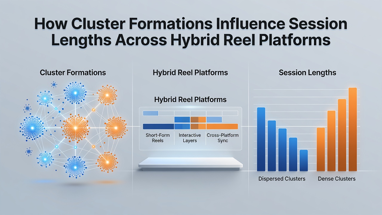 Analytics dashboard showing session length variations across different cluster pay hybrid reel games