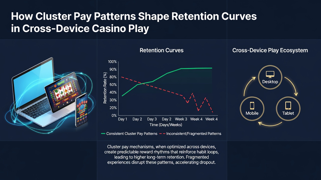 Graph illustrating retention curves influenced by cluster pay patterns on different devices