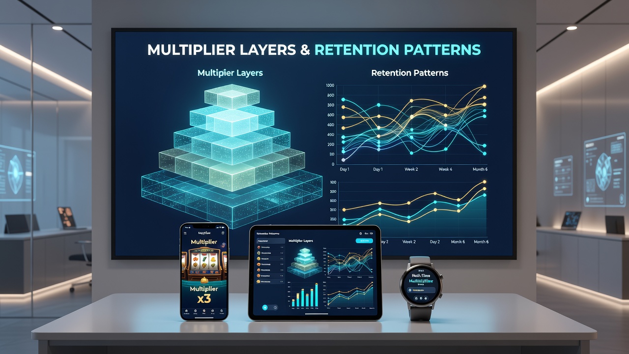 Screenshot of a mobile casino screen highlighting active multiplier layers during a bonus round