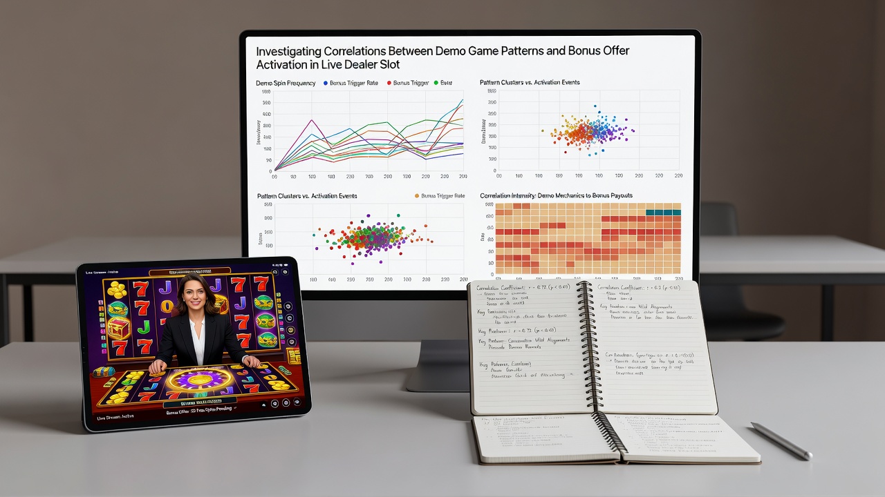 Analytics dashboard displaying correlation graphs between demo patterns and bonus activations in live dealer slots