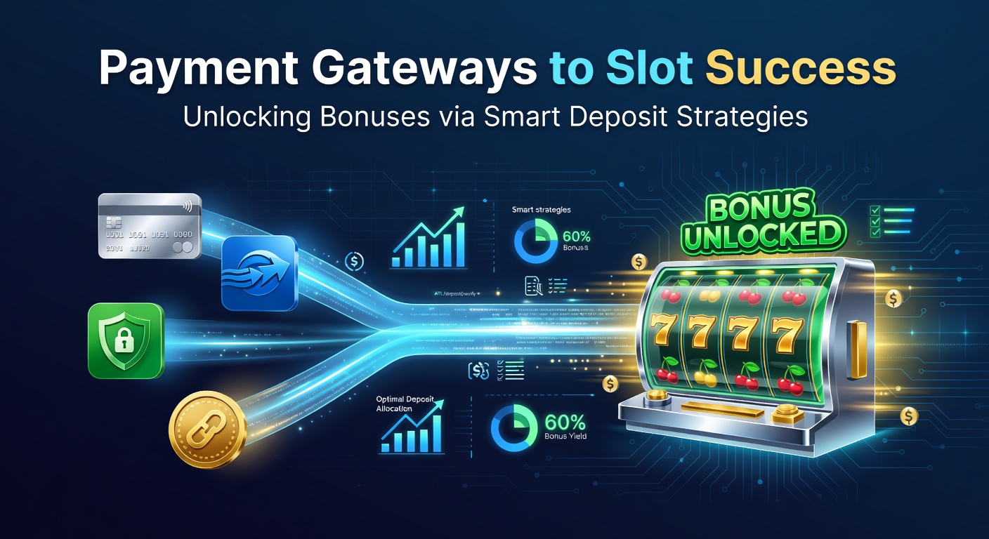 Illustration of various digital payment icons connected to slot machine reels, symbolizing seamless deposits leading to bonus unlocks